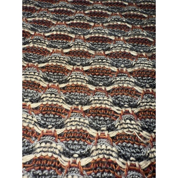 Men’s Italian Knit Sweater Brown Geo Textured Cotton Acrylic L 52 Classic Fall - Picture 6 of 12